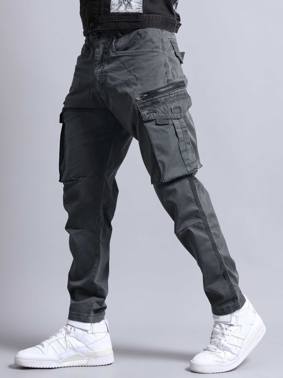 Tokyo Stitch dark GREY six pocket Cotton cargo for men