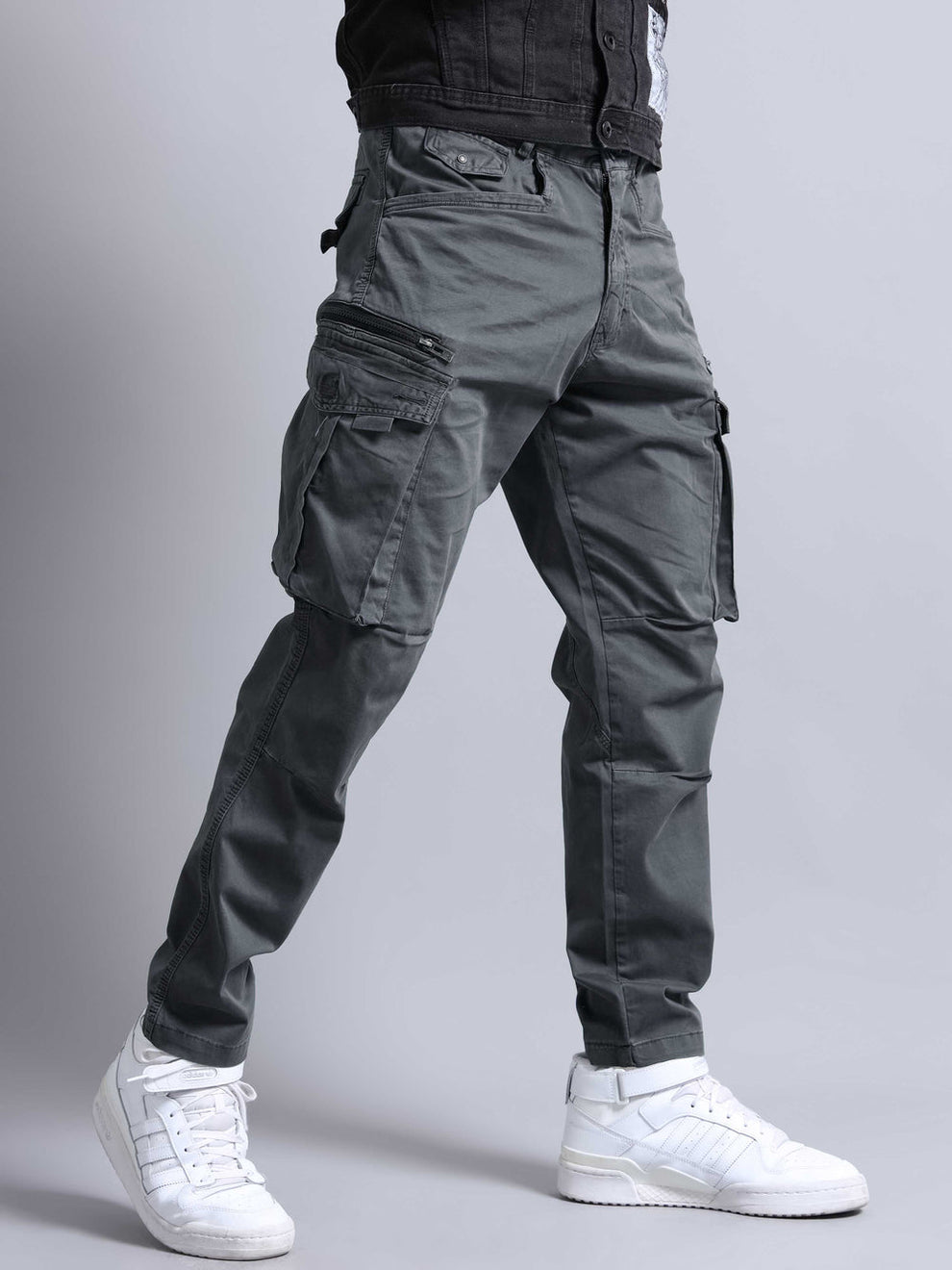 Tokyo Stitch dark GREY six pocket Cotton cargo for men