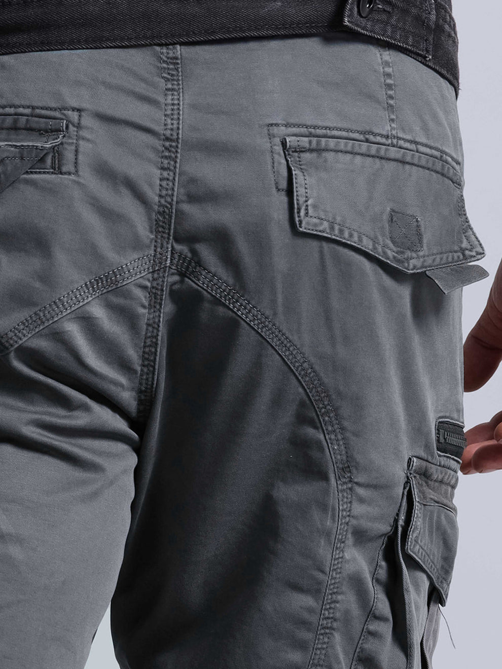 Tokyo Stitch dark GREY six pocket Cotton cargo for men