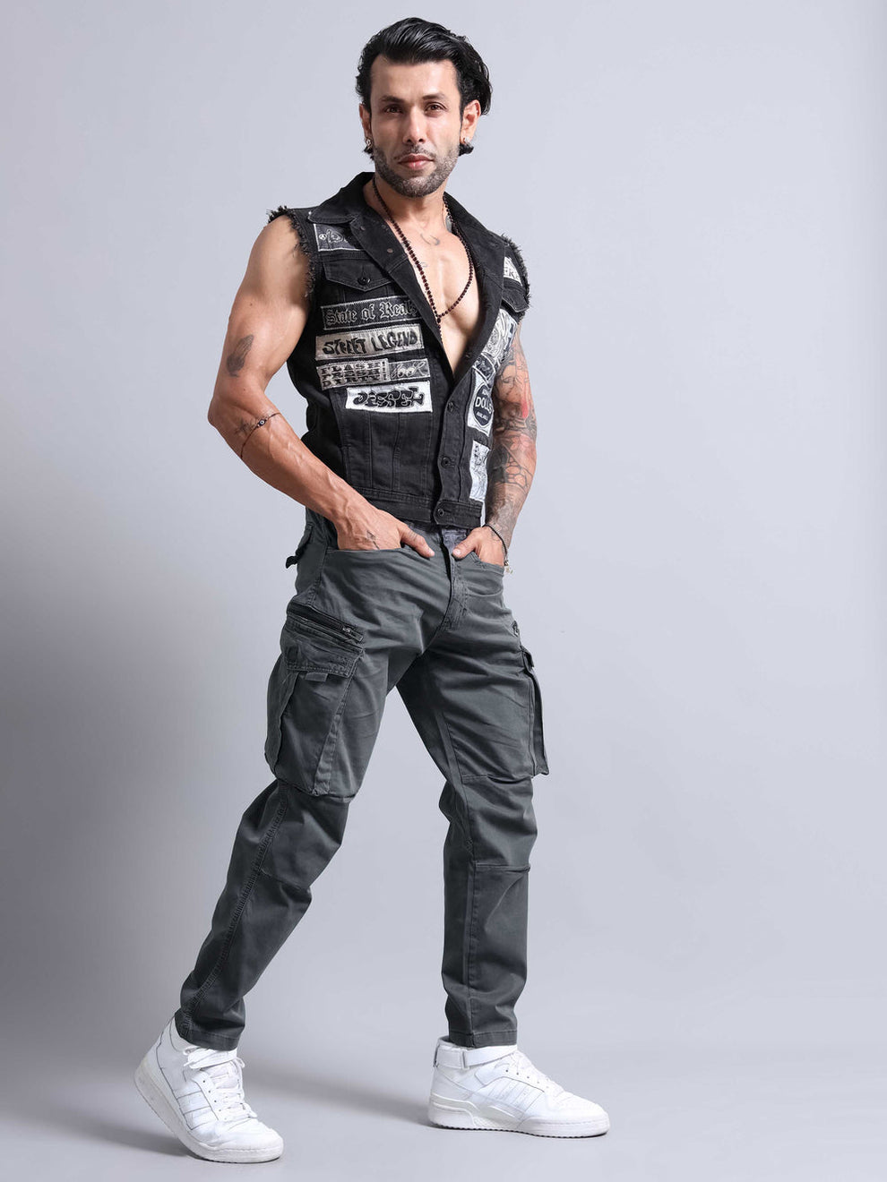 Tokyo Stitch dark GREY six pocket Cotton cargo for men