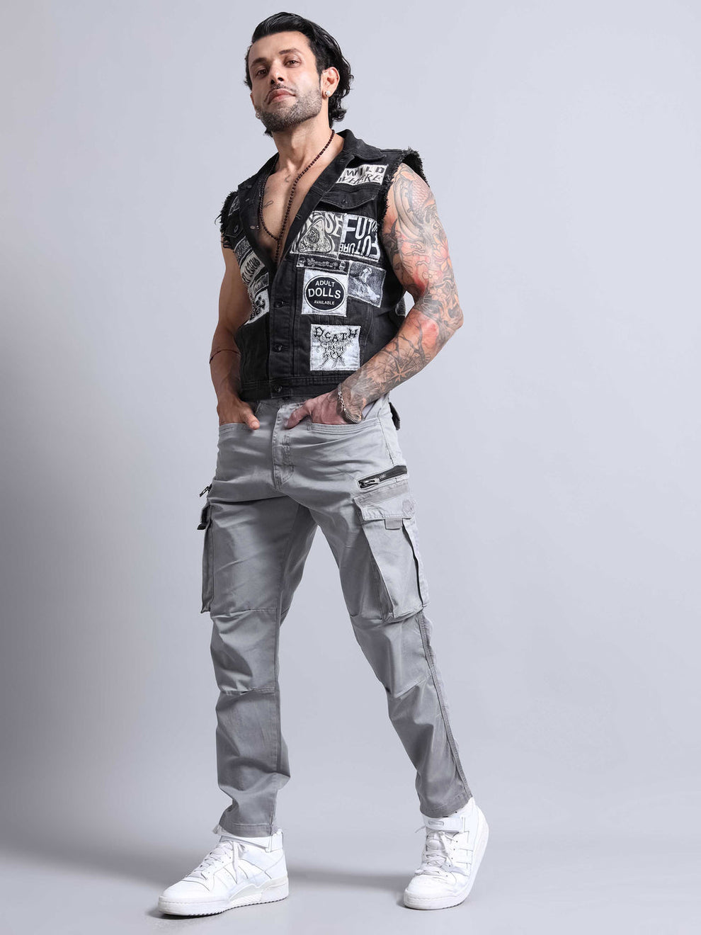 Tokyo Stitch Light Grey six pocket Cotton cargo for men