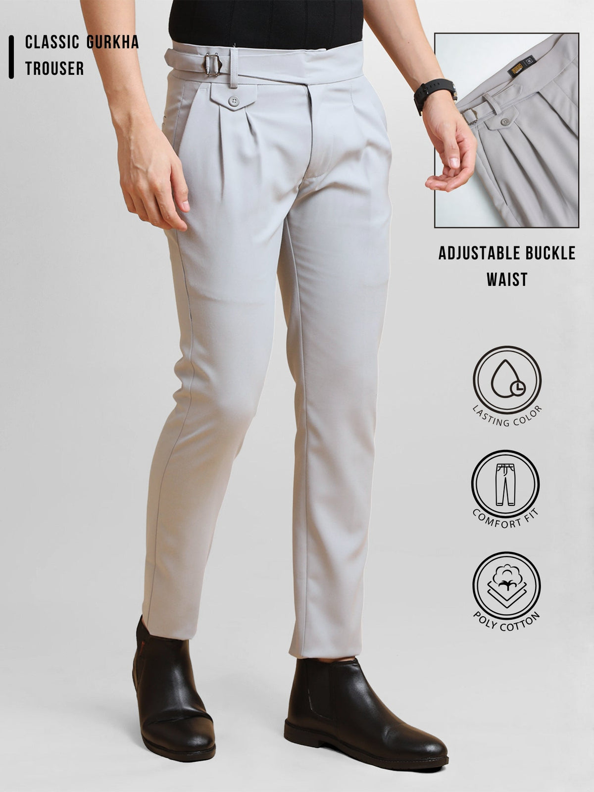 Tokyo Stitch men Light Grey cotton Gurkha pant