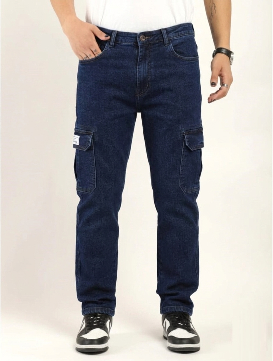 Tokyo Stitch Dark  Blue six pocket denim cargo for men