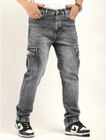 Tokyo Stitch dark GREY six pocket denim cargo for men