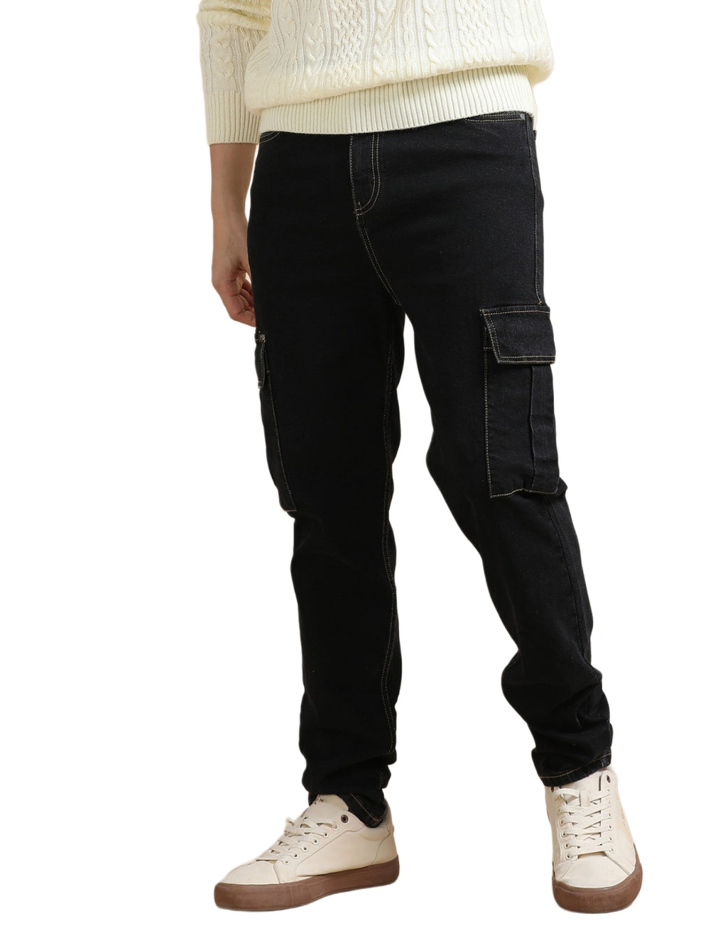 Tokyo Stitch Dark Blue + Black - Set of 2 (combo Set) denim cargo's for men
