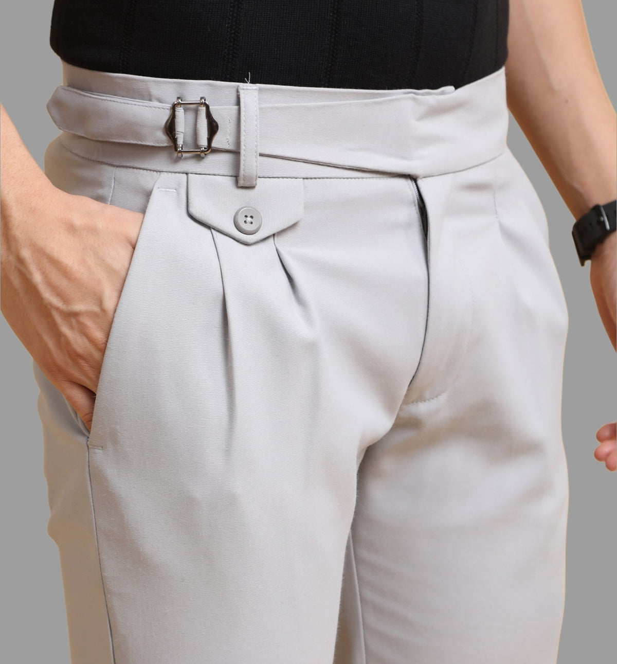 Tokyo Stitch men Light Grey cotton Gurkha pant