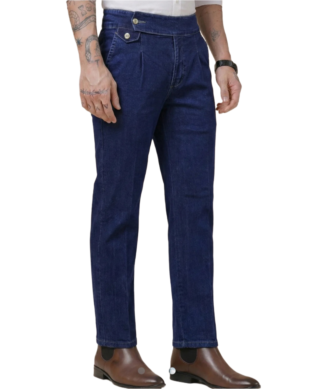 Tokyo Stitch men dark blue denim Gurkha jeans