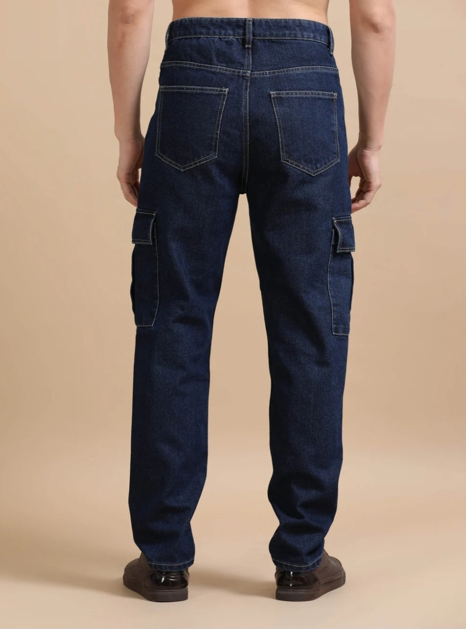 The BlueVibe dark blue denim cargo for men
