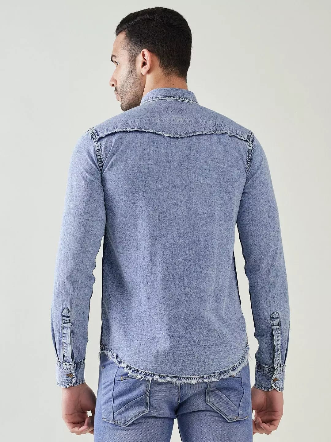 Tokyo Stitch Light Blue ice wash denim shirt for men