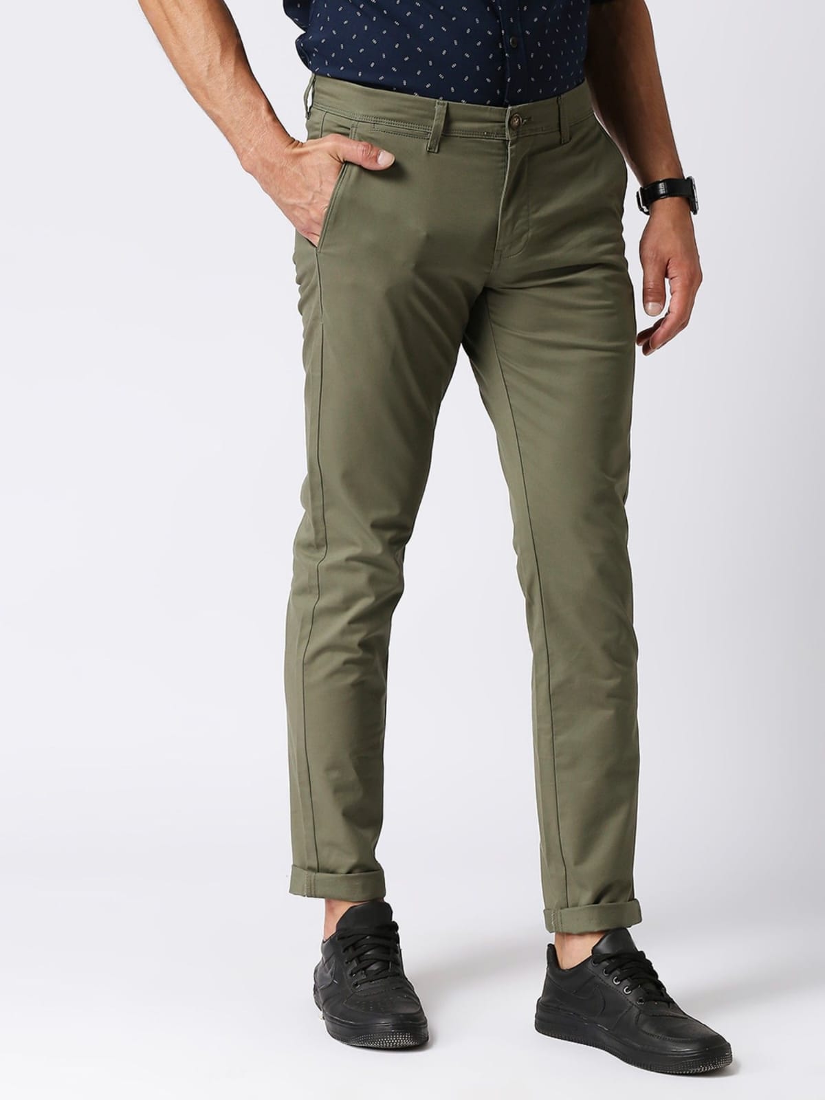 Tokyo Stitch Olive green color trouser for men