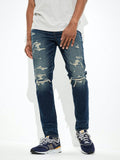 TheBlueVibe Men damage blue stretchable jeans