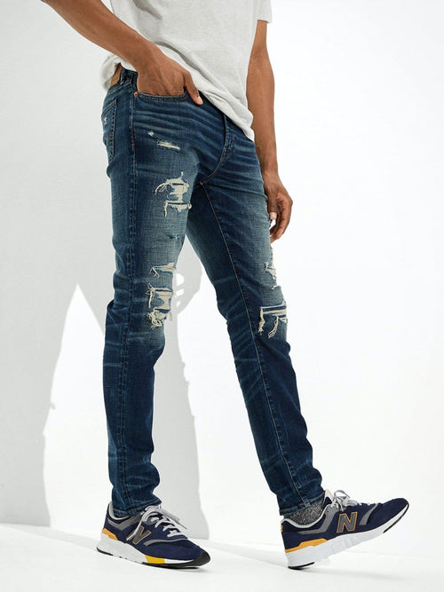 TheBlueVibe Men damage blue stretchable jeans