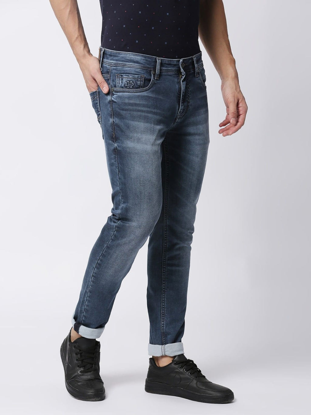 TheBlueVibe Men carbon grey stretchable jeans