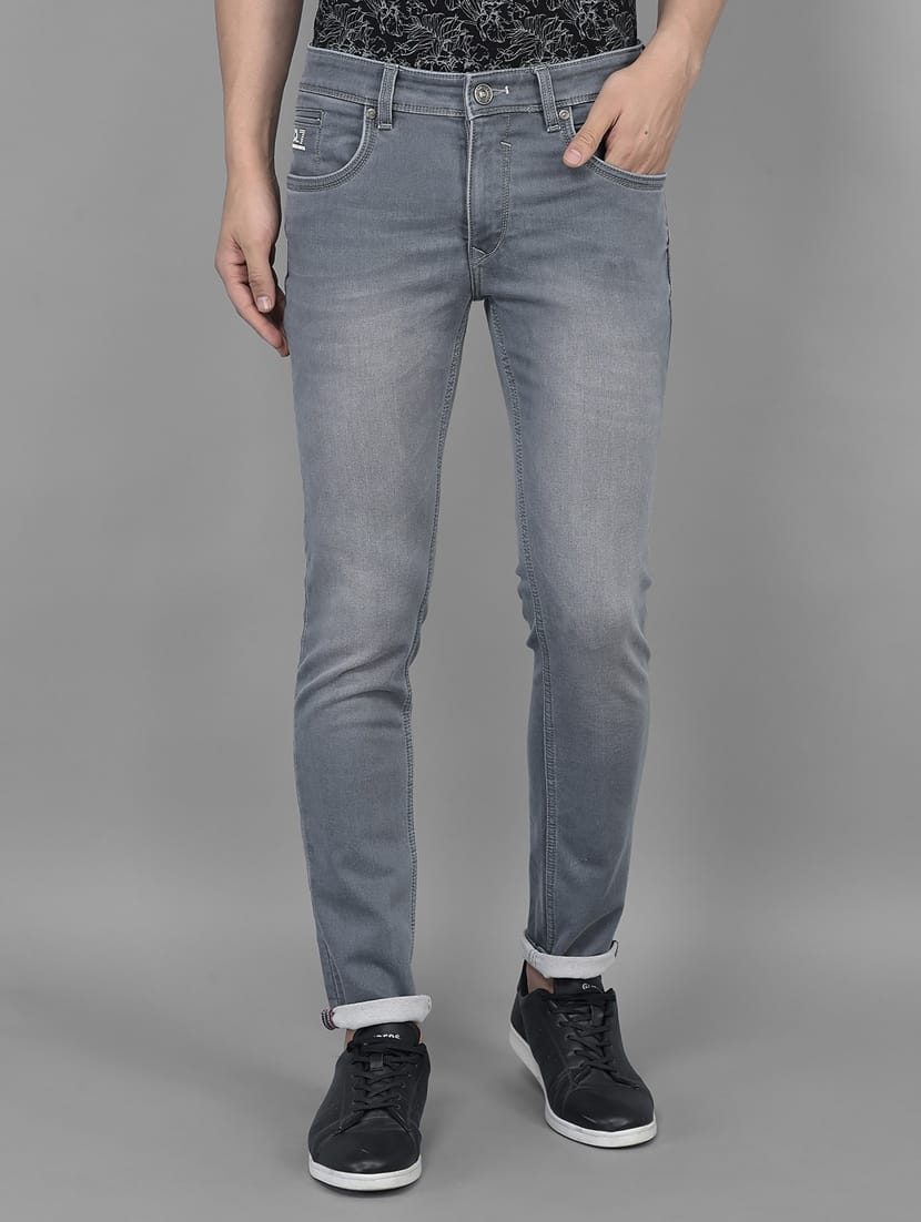 Tokyo Stitch Men Dark Grey stretchable jeans