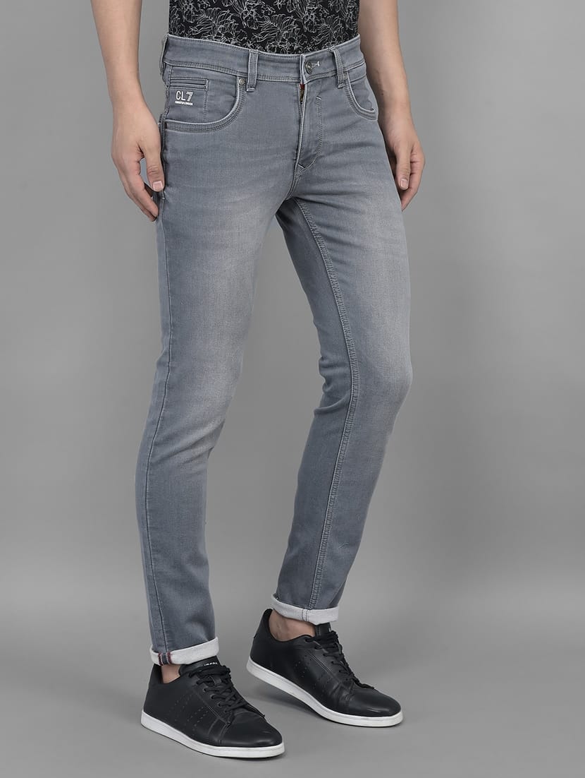 Tokyo Stitch Men Dark Grey stretchable jeans