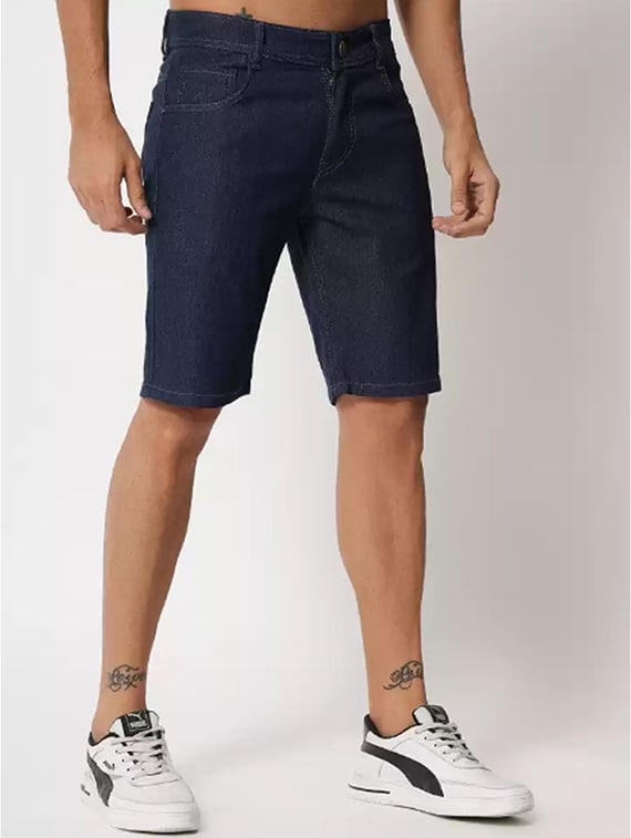 Tokyo Stitch cotton fabric stretchable Dark navy blue men short
