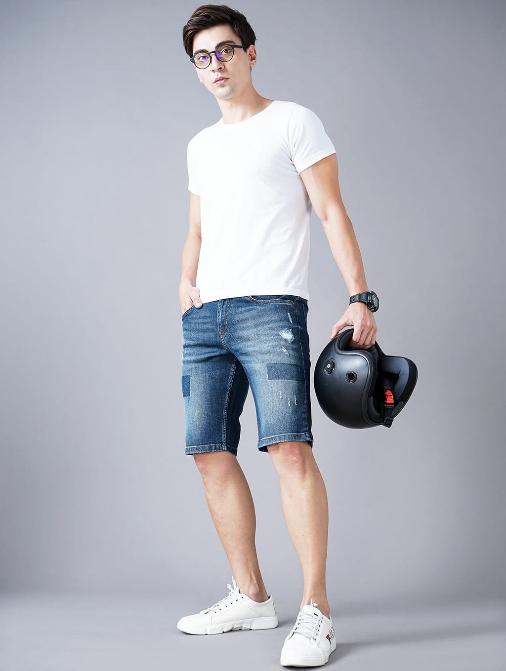Tokyo Stitch denim stretchable Dark blue men short