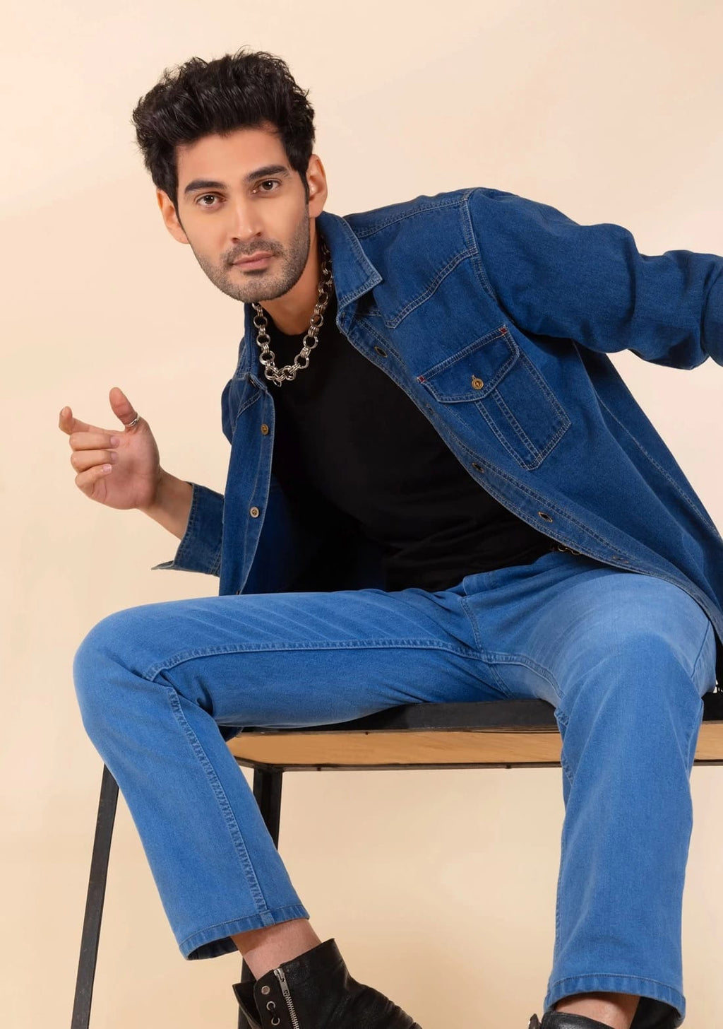 Tokyo Stitch Light Blue denim shirt for men