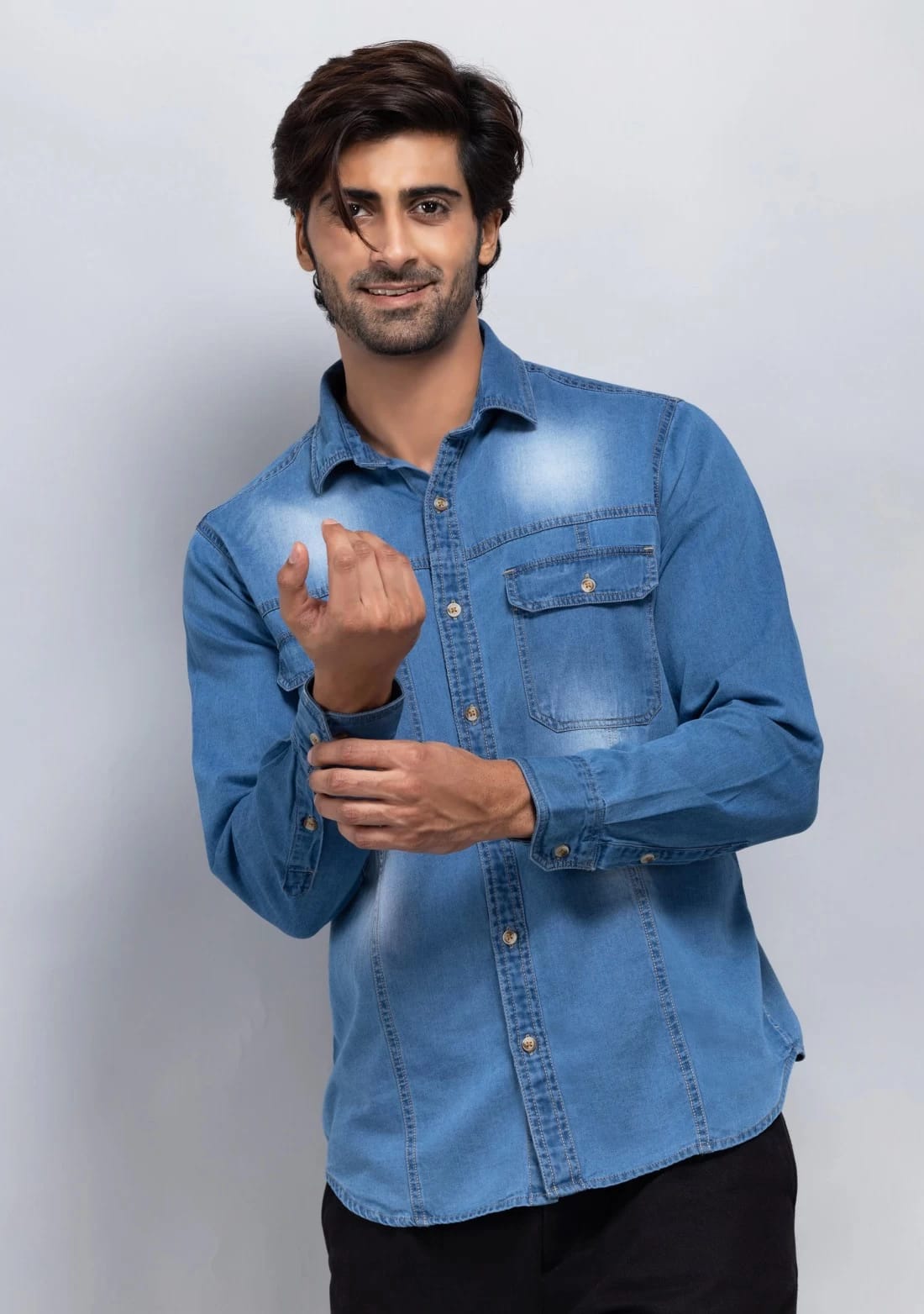Tokyo Stitch Light ice Blue denim shirt for men