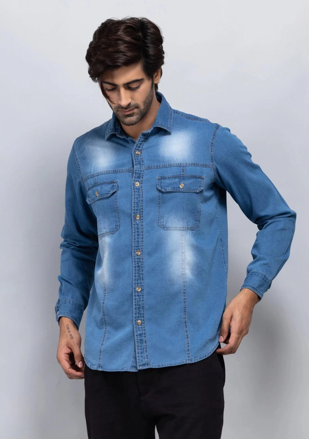 Tokyo Stitch Light ice Blue denim shirt for men
