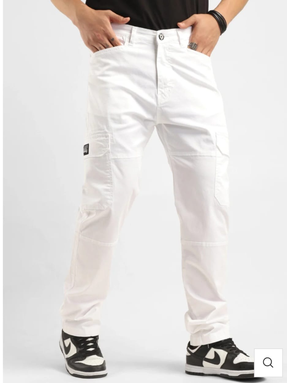 Tokyo Stitch White six pocket Cotton cargo for men