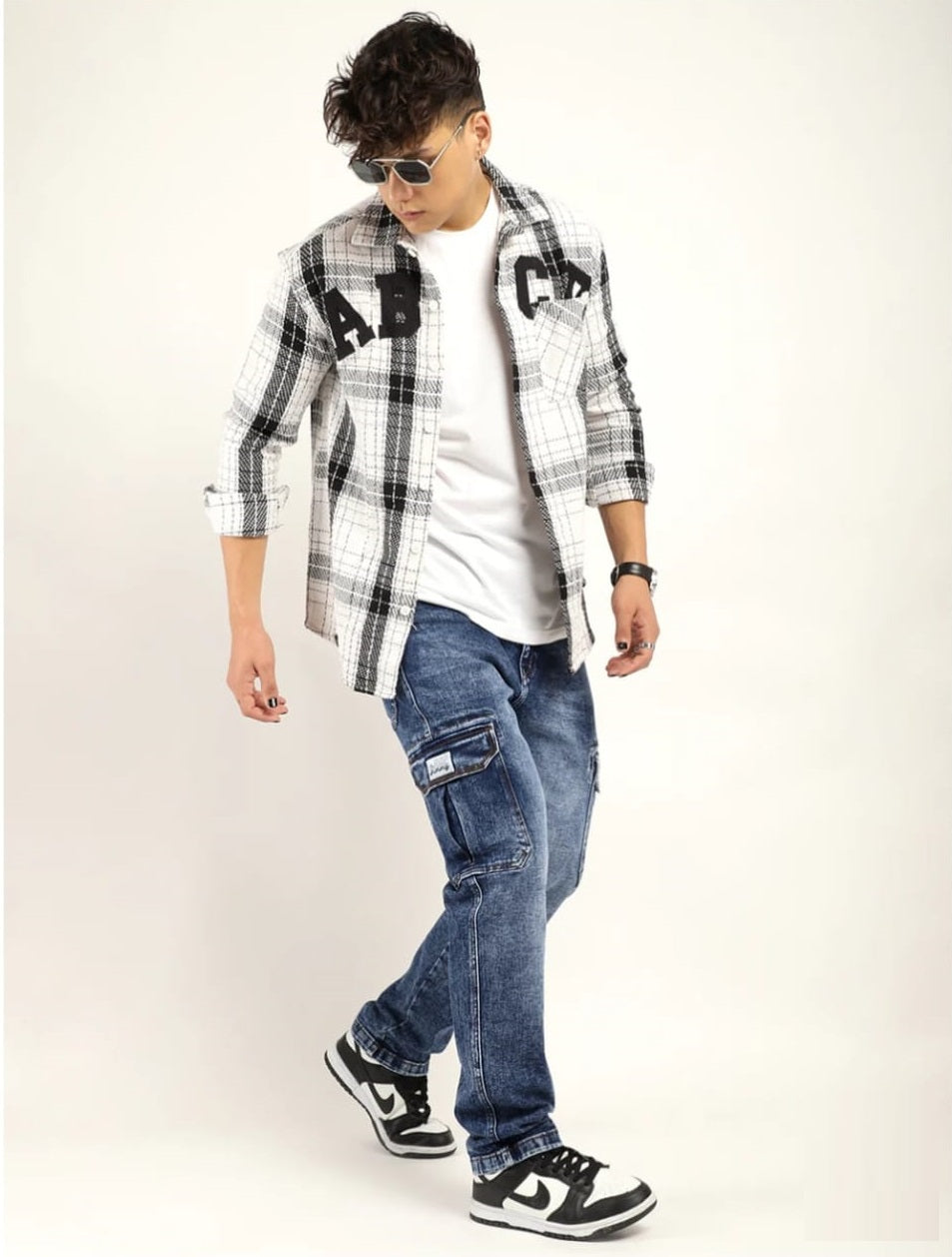 Tokyo Stitch Dark Carbon Blue six pocket denim cargo for men