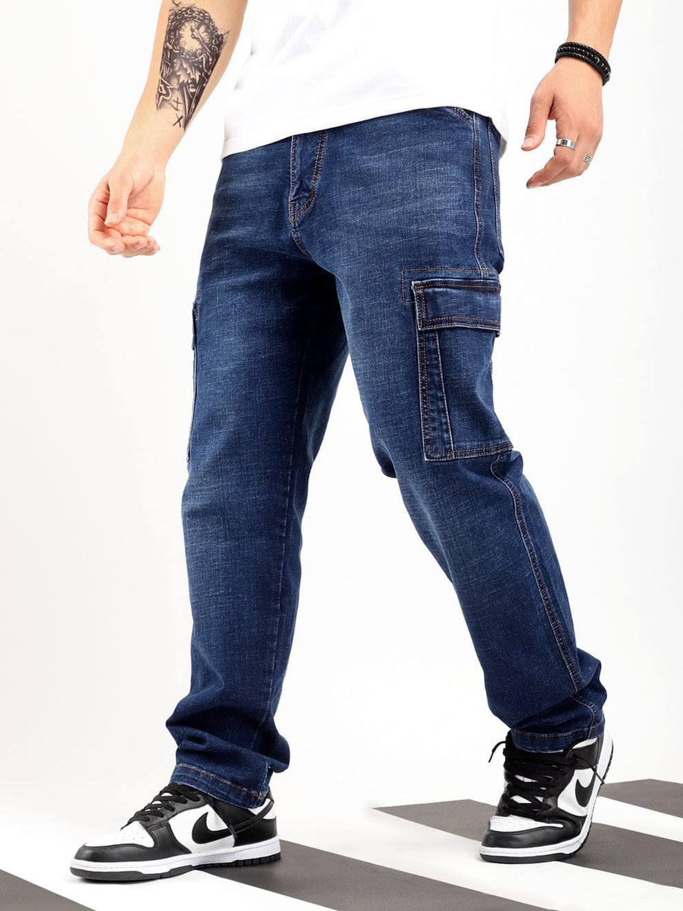 Tokyo Stitch Dark Blue CUT SIDE - SIX POCKET denim cargo for men