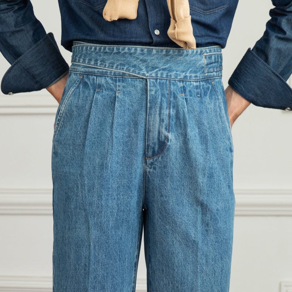 Tokyo Stitch men Light Blue denim Gurkha jeans