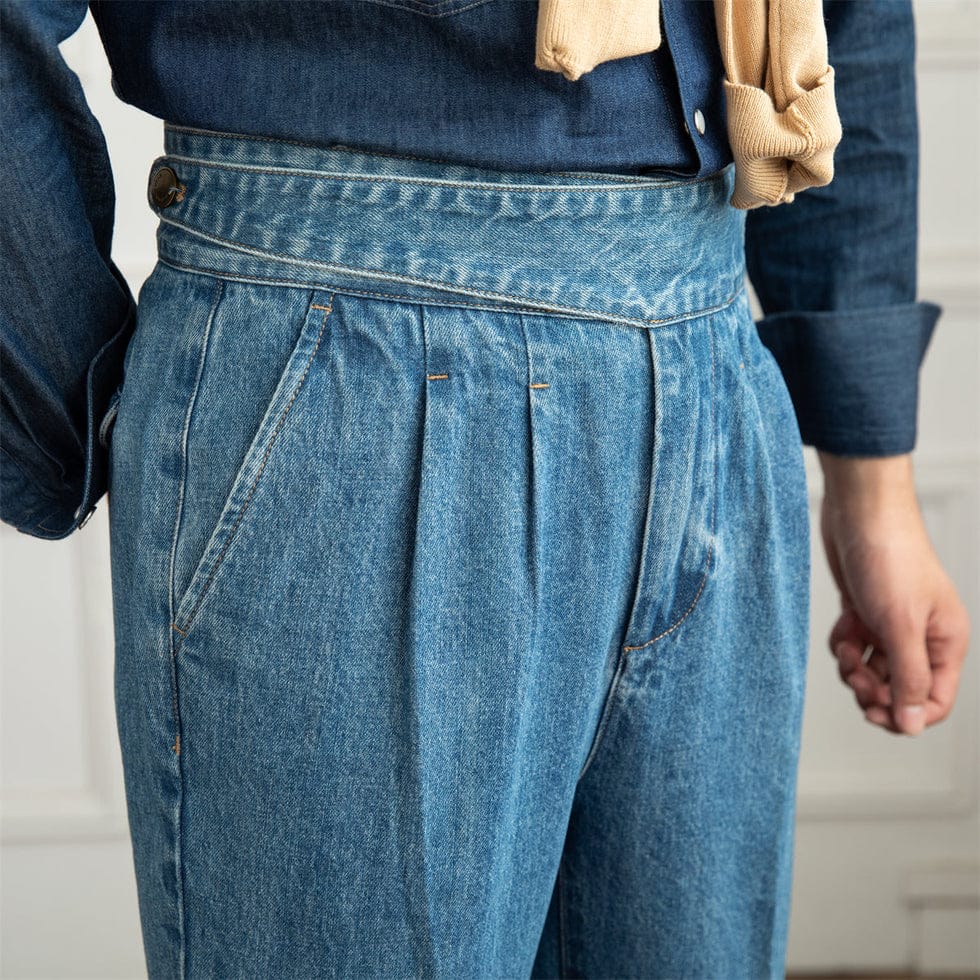 Tokyo Stitch men Light Blue denim Gurkha jeans