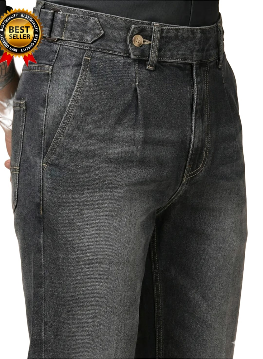 Tokyo Stitch men dark Grey denim Gurkha jeans