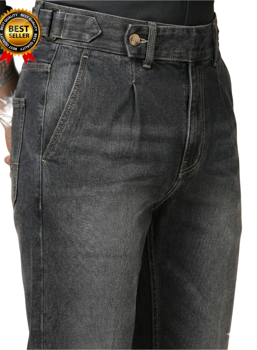 Tokyo Stitch men dark Grey denim Gurkha jeans