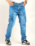 Tokyo Stitch Light Med Blue six pocket denim cargo for men