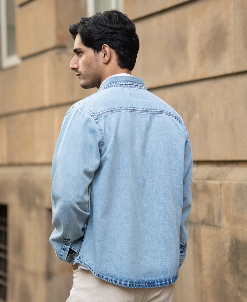 Tokyo Stitch Light (Sky) Blue denim shirt for men