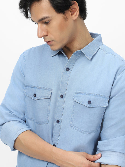 Tokyo Stitch Ice Blue denim shirt for men