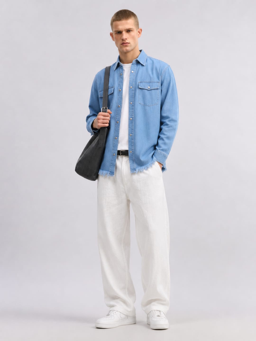 Tokyo Stitch Light (Sky) Blue denim shirt for men