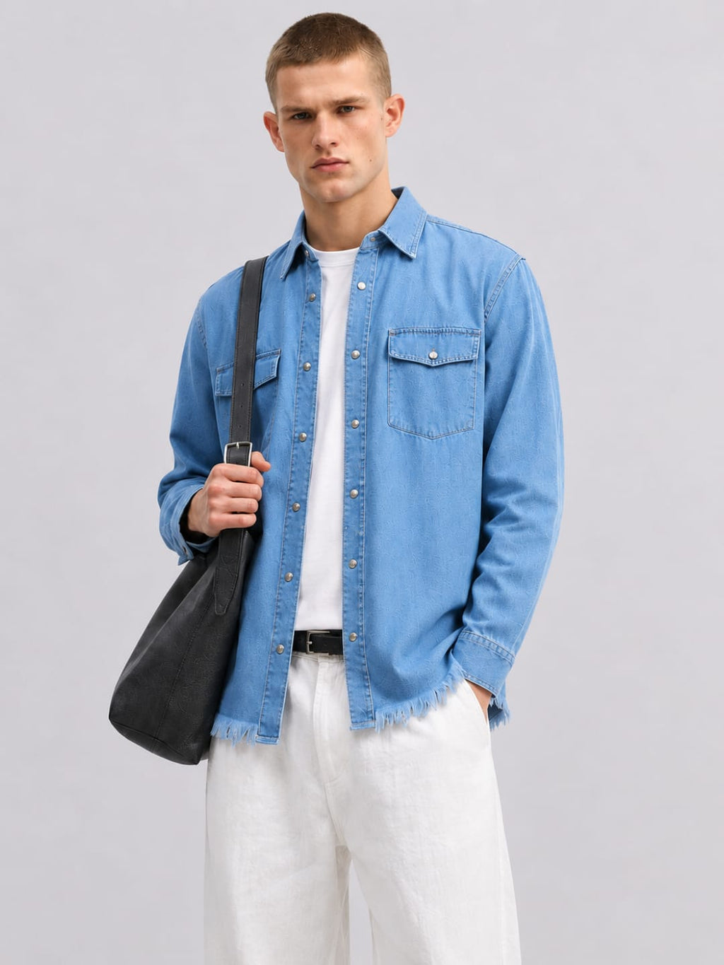 Tokyo Stitch Light (Sky) Blue denim shirt for men