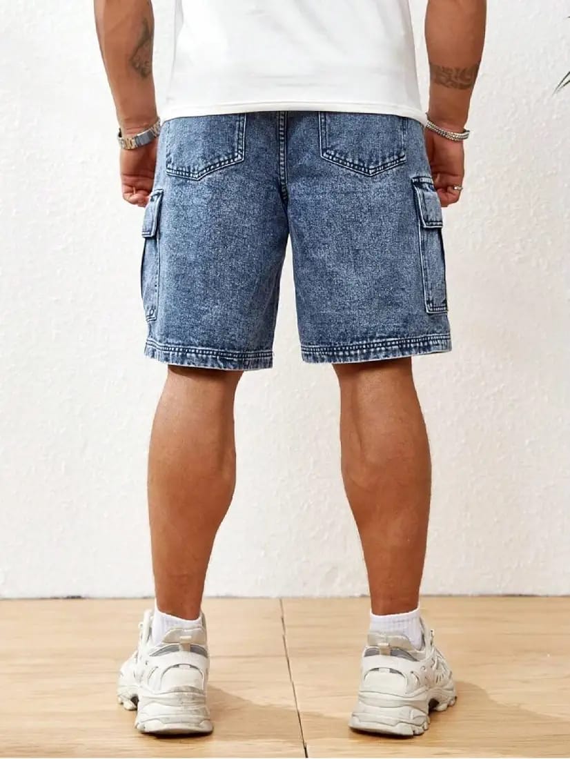 Tokyo Stitch denim stretchable Pixel blue men short