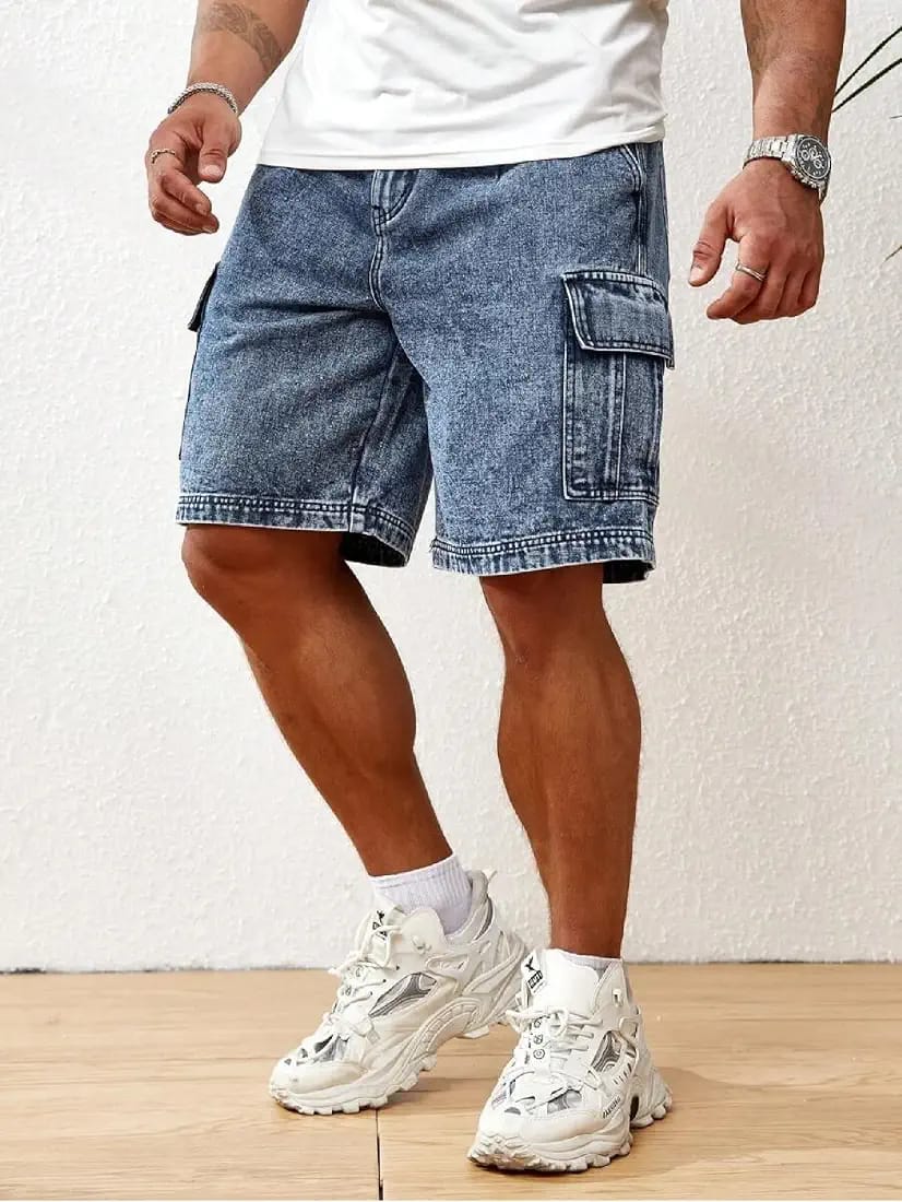Tokyo Stitch denim stretchable Pixel blue men short