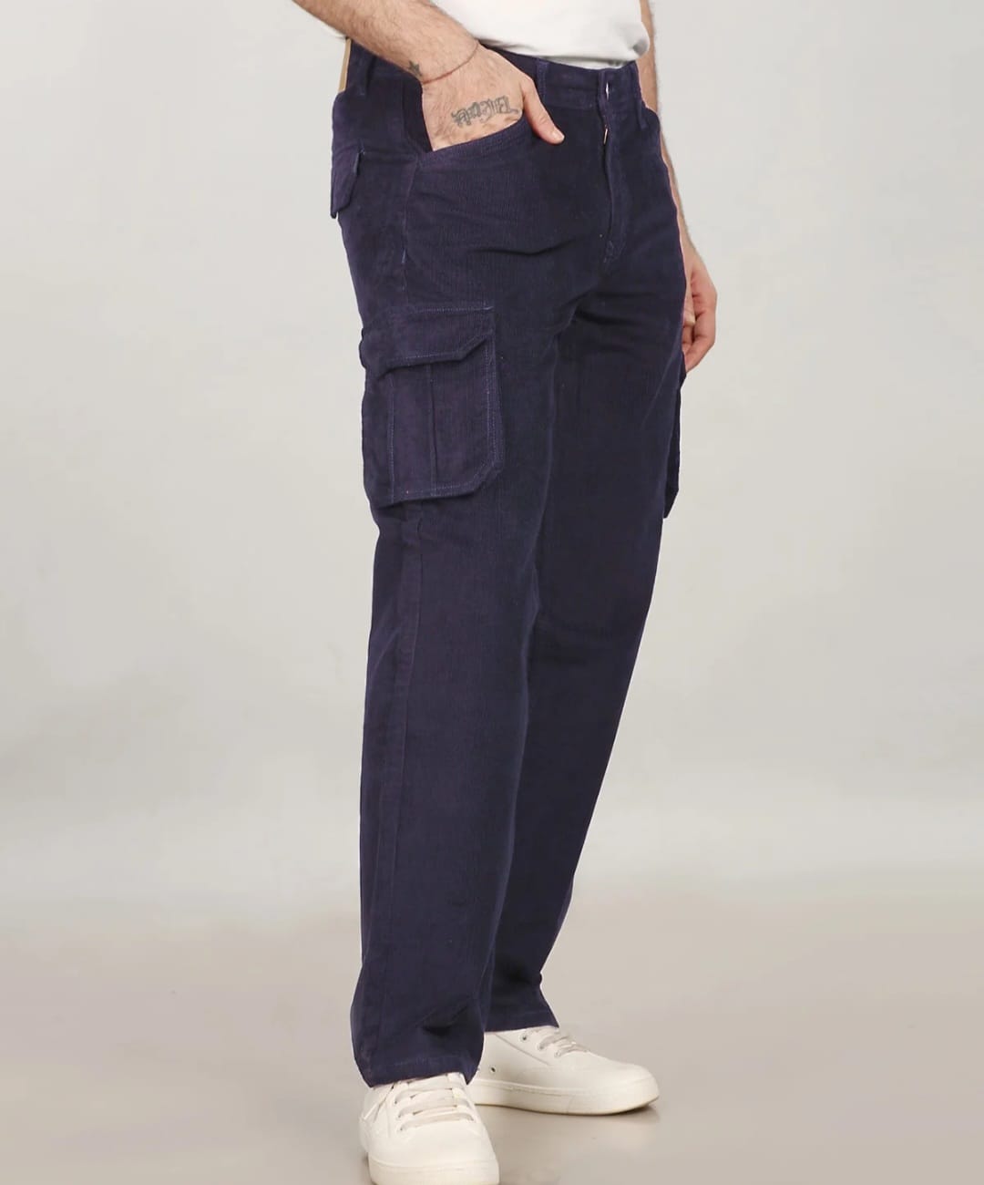 Tokyo Stitch NAVY Blue six pocket denim cargo for men