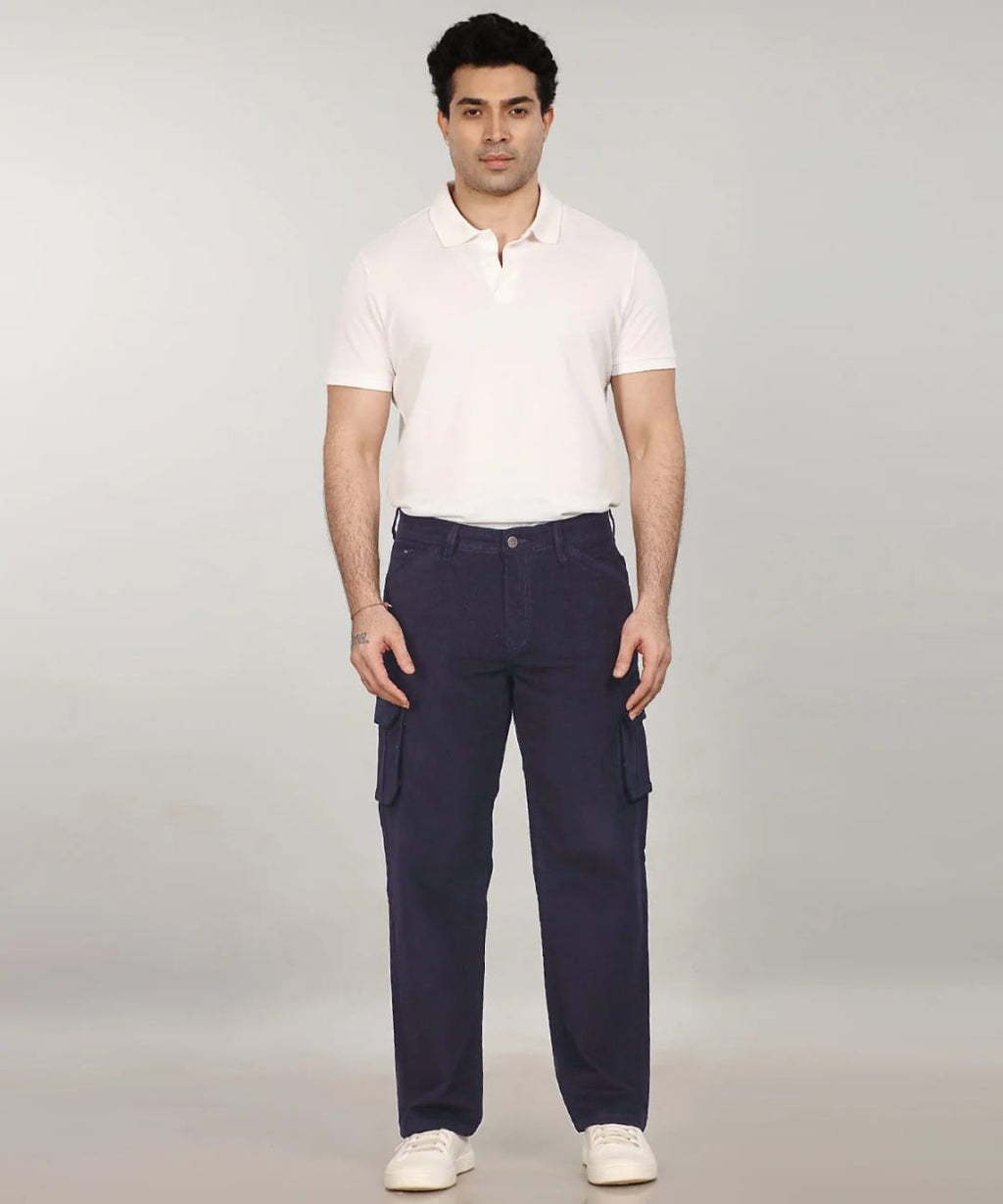 Tokyo Stitch NAVY Blue six pocket denim cargo for men