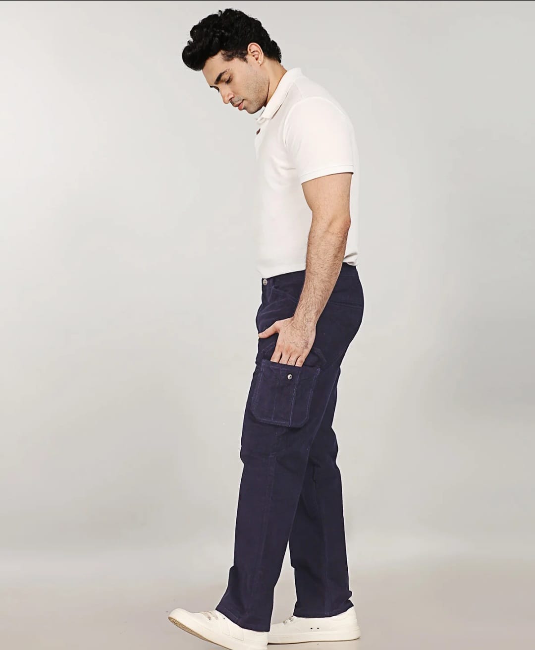 Tokyo Stitch NAVY Blue six pocket denim cargo for men