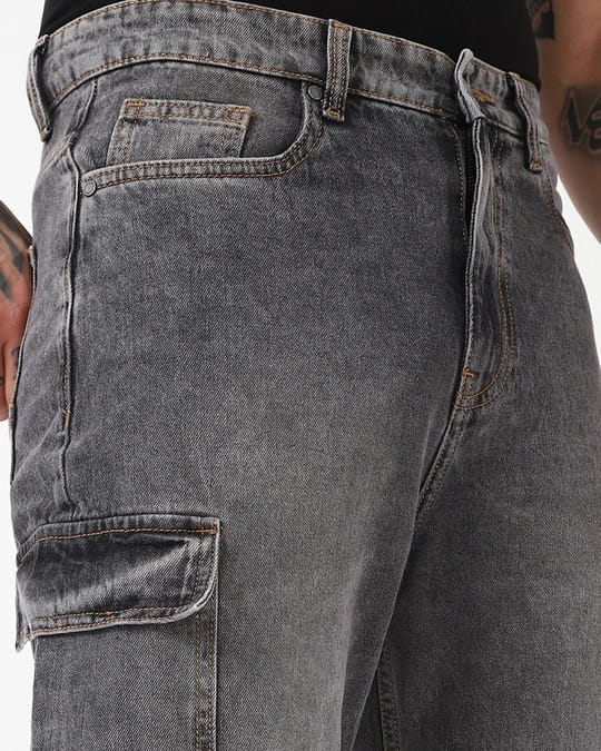 Tokyo Stitch dark Gray six pocket denim cargo for men