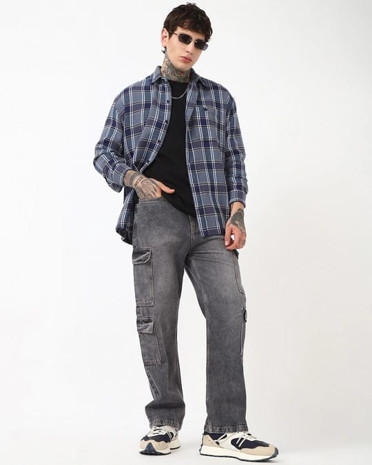 Tokyo Stitch dark Gray six pocket denim cargo for men