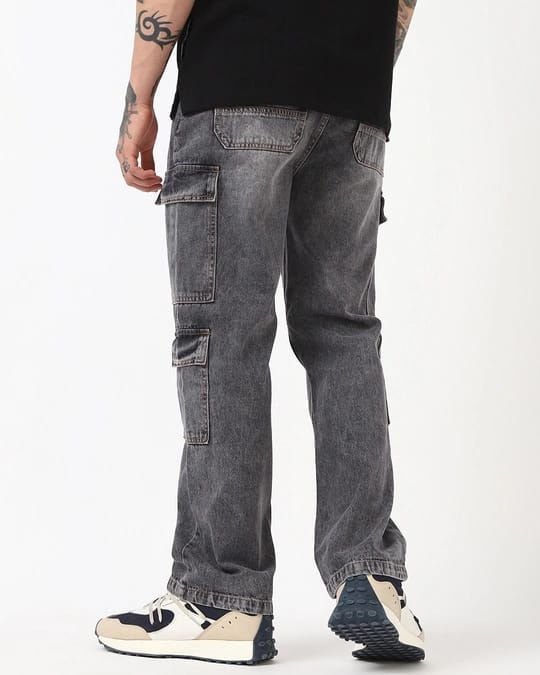 Tokyo Stitch dark Gray six pocket denim cargo for men