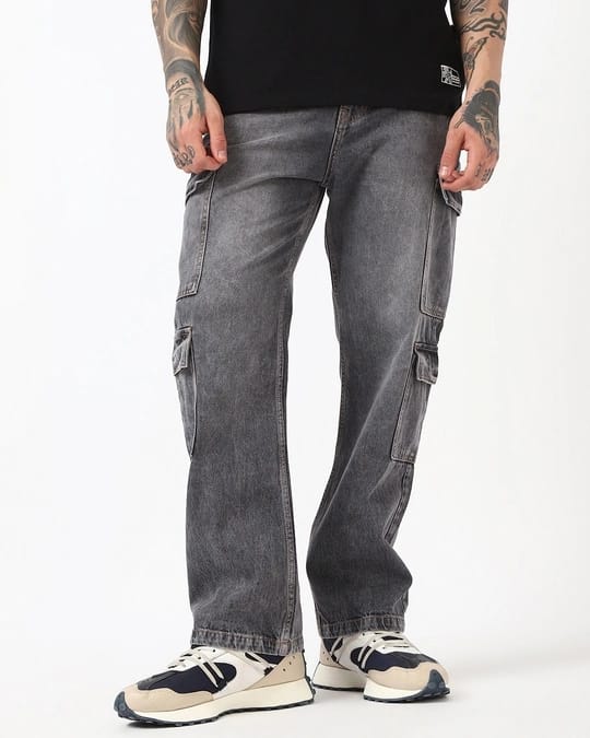 Tokyo Stitch dark Gray six pocket denim cargo for men