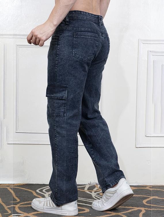 Tokyo Stitch dark CARBON Blue six pocket denim cargo for men
