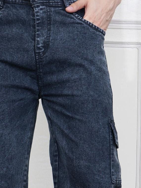 Tokyo Stitch dark CARBON Blue six pocket denim cargo for men
