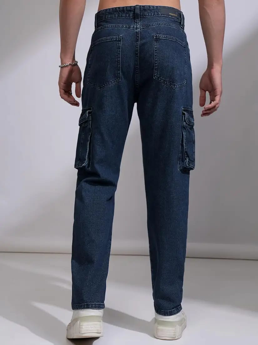 Tokyo Stitch dark Blue six pocket denim cargo for men