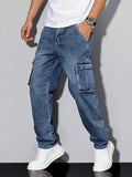 Tokyo Stitch Carbon Blue six pocket denim cargo for men