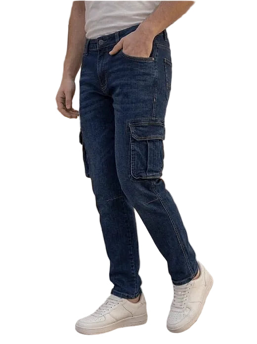 Tokyo Stitch DARK INDIGO BLUE six pocket denim cargo for men